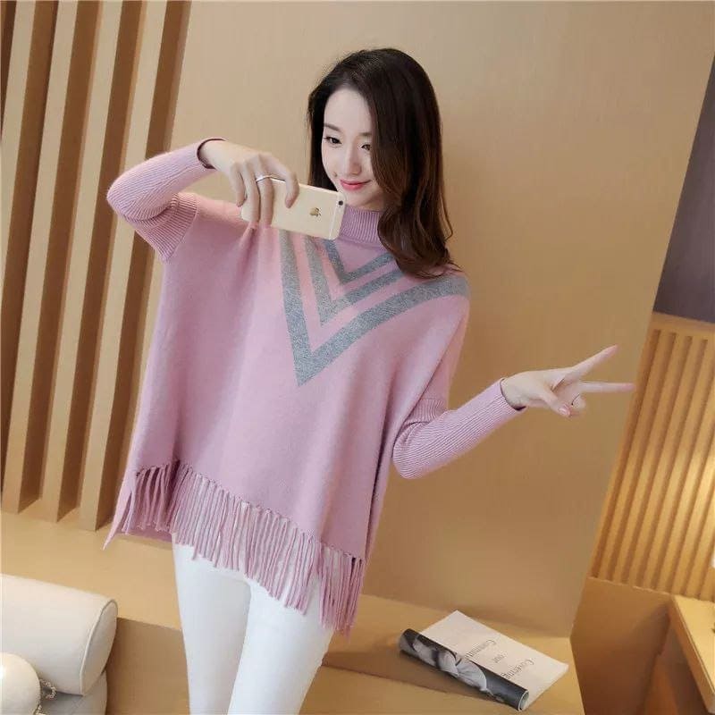 V. Style Women's Bat-Wing Printed Poncho, Casual Long Sleeves Poncho For Women V. Style Women's Bat-Wing Printed Poncho, Casual Long Sleeves Poncho For Women